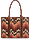 Wrangler Southwestern Pattern Dual Sided Print Concealed Carry Wide Tote - Brown
