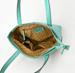 American Darling Hand Tooled Shoulder Tote-Turquoise