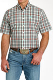 Cinch Men’s Orange & Green Plaid Shirt