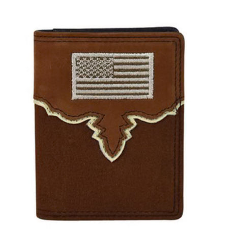 Justin Men’s Bifold Card Wallet Yoke &0 USA Flag