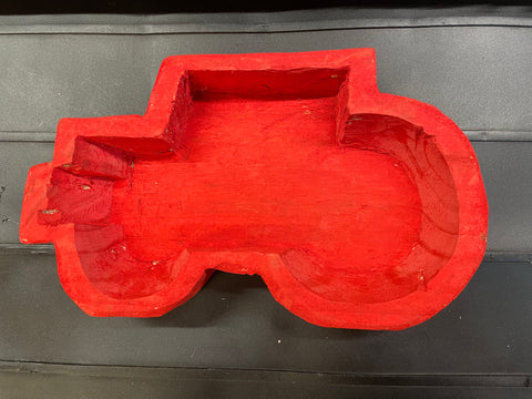 Red Mini Tractor Wooden Bowl