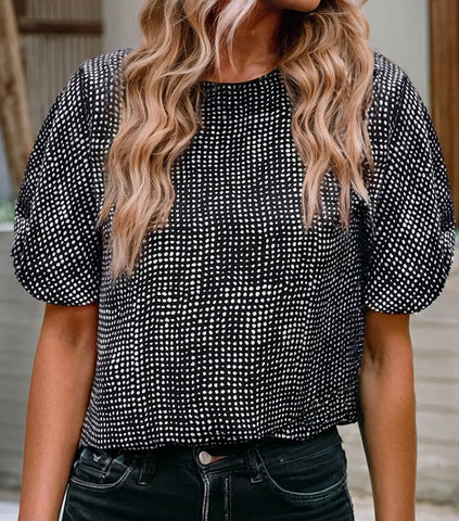 Cheetah Short Puff Sleeve Blouse