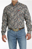 Cinch Men's Charcoal/Red & Turquoise Paisley Shirt