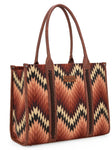 Wrangler Southwestern Pattern Dual Sided Print Concealed Carry Wide Tote - Brown