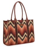 Wrangler Southwestern Pattern Dual Sided Print Concealed Carry Wide Tote - Brown