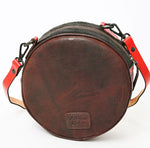 American Darling Hair-on Round Hand Tooled Bag-Red