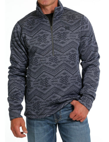 Cinch Men's Blue Aztec Half Zip Sweater Pullover