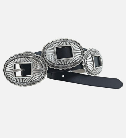 Roper Concho Black Leather Belt