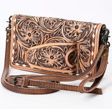 American Darling Hand Tooled Light Brown Clutch