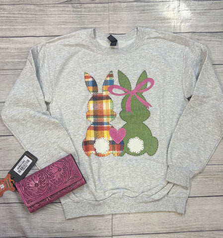 Patchwork Bunny Light Grey Crewneck
