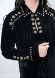 American Darling Black Velvet Tunic with Detailed Bronze Studs