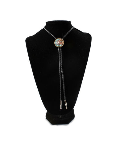 Round Concho with Raised Brass Flower Bolo