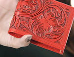 American Darling Red Hand Tooled Wallet