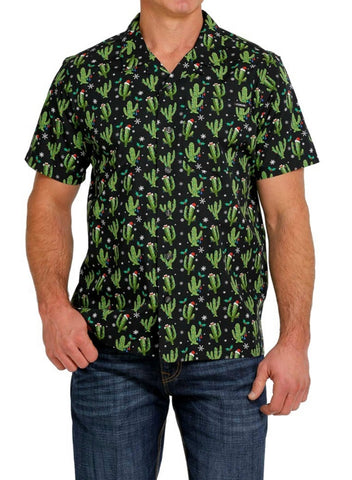 Cinch Men’s Christmas Santa Cactus Camp Shirt