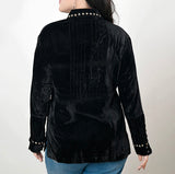 American Darling Black Velvet Tunic with Detailed Bronze Studs