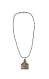 Silver & Copper Ear Tag Necklace