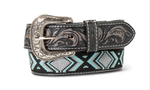Ariat Men’s Black Tooled Embroidered Inlayed Belt