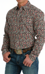 Cinch Men’s Modern Fit Black Flower Print Shirt