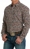 Cinch Men’s Modern Fit Black Flower Print Shirt
