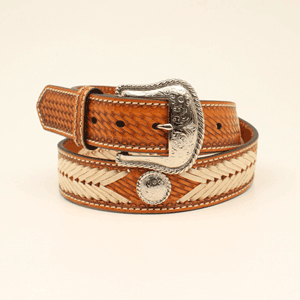 Nocona Men’s Arrow Raw Hide Cross Concho Tan Belt