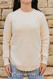 Ivory Knitted Round Sweater Buffalo Button Detail