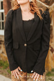 Black Puff Sleeve Blazer