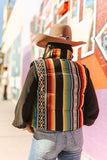 Black Serape Woven Zip-Up Puffer Vest