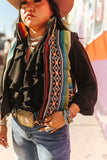 Black Serape Woven Zip-Up Puffer Vest
