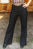 Black Stretch Front Crease Detail Pants