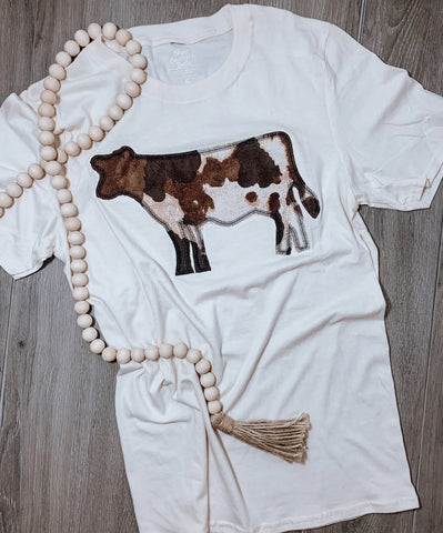 Cow Appliqued Tee