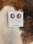 Pink Opal Oval Stud Earrings