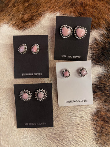 Pink Opal Stud Earrings