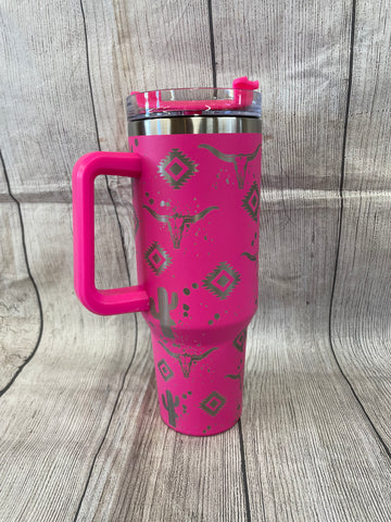 Barbie Pink Etched 40 ozTumbler