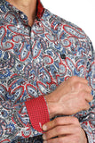 Cinch Men's Red, White & Blue Paisley Shirt