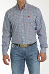 Cinch Men's White & Blue Geo Shirt