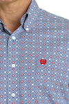 Cinch Men's White & Blue Geo Shirt