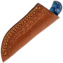 Damascus Skinner Wood Fixed Blade Knife Black/Blue Handles