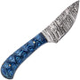 Damascus Skinner Wood Fixed Blade Knife Black/Blue Handles