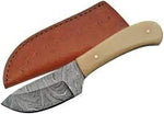 Damascus Bone Handle Skinning Knife