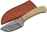 Damascus Bone Handle Skinning Knife