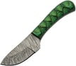 Damascus Skinner Wood Fixed Blade Knife Green Handle