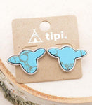 Turquoise Post Cow Earrings