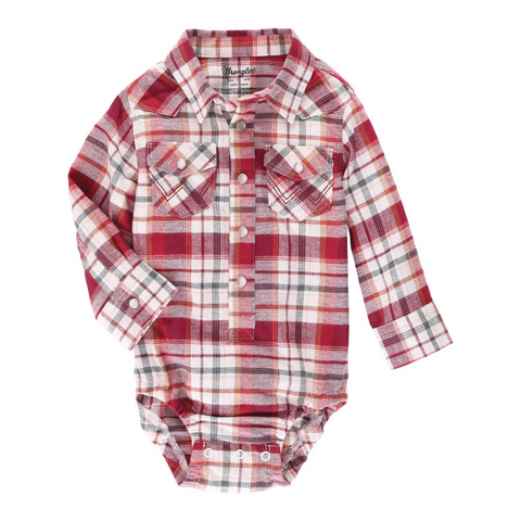 Wrangler Infant Boy's Flannel Red Plaid Bodysuit