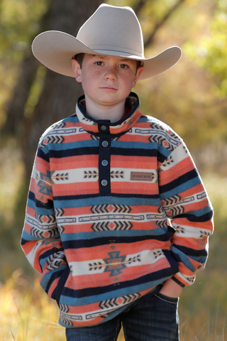 Cinch Boy's Orange Aztec Pullover
