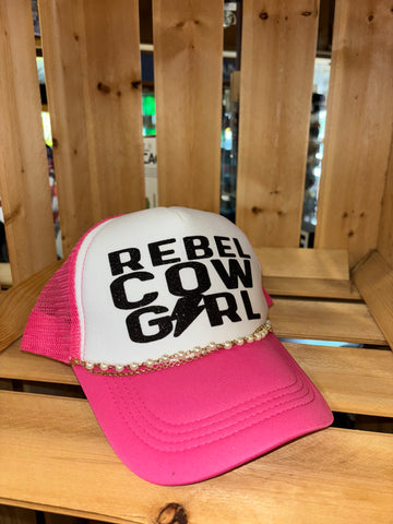Rebel Cowgirl Trucker Hat with Chain