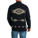 Cinch Men's Navy Aztec Print Quarter Zip Sweater