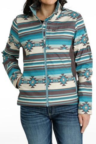 Cinch Women's Turquoise/Grey Aztec Stripe Bonded Conceal Carry Jacket