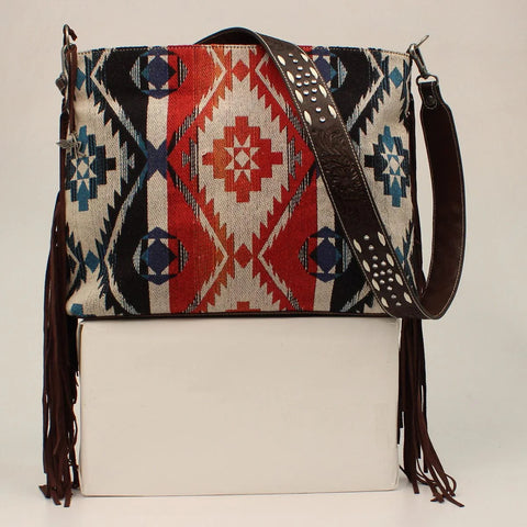 Angel Ranch Aztec Conceal Carry Fringe Messenger Bag