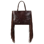 Ariat Victoria Brown Tooled Leather & Fringe Tote