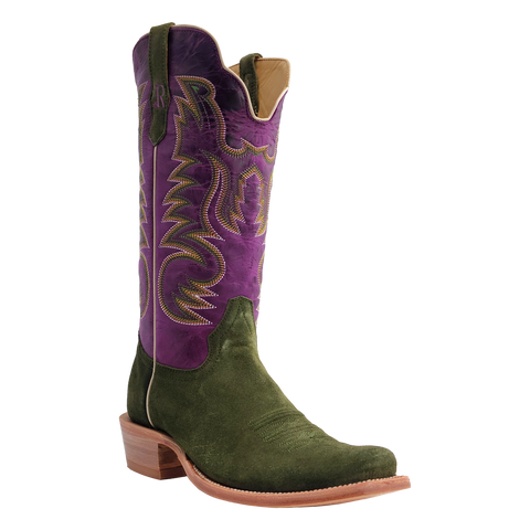 R. Watson Men’s Forest Green Rough Out Electric Purple Cowhide Boot